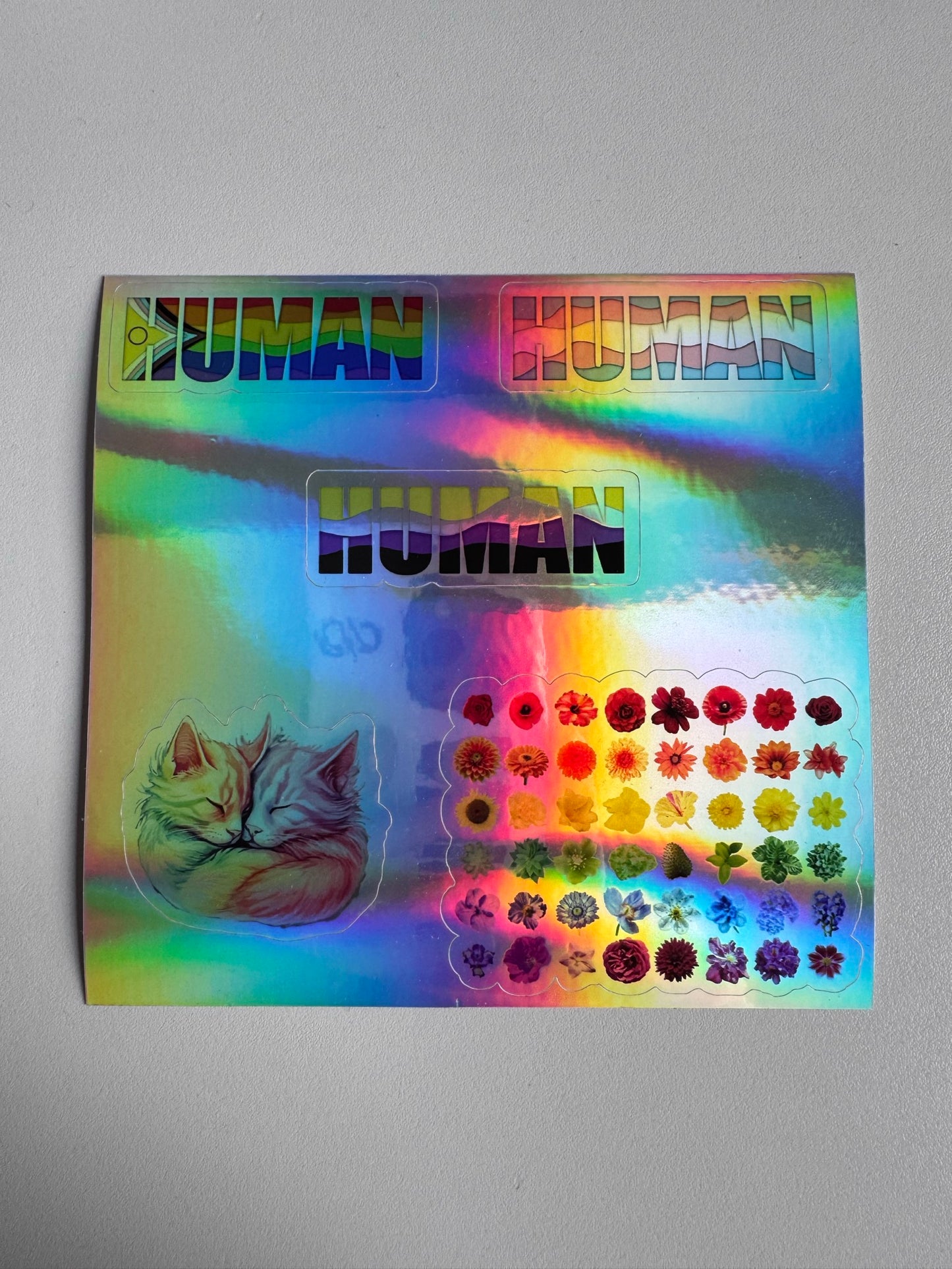 HUMAN sticker sheet holographic