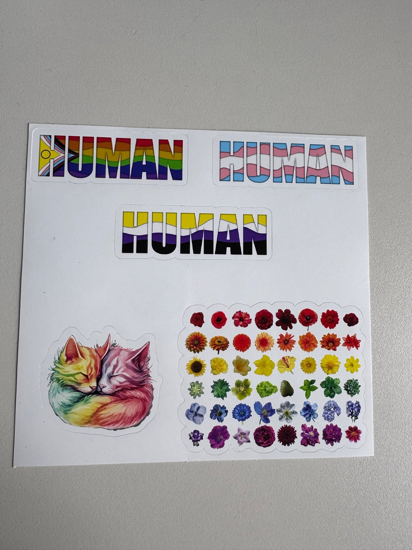 HUMAN sticker sheet non-holographic