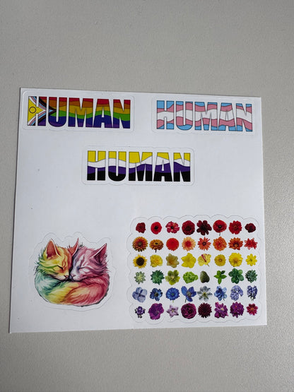 HUMAN sticker sheet non-holographic
