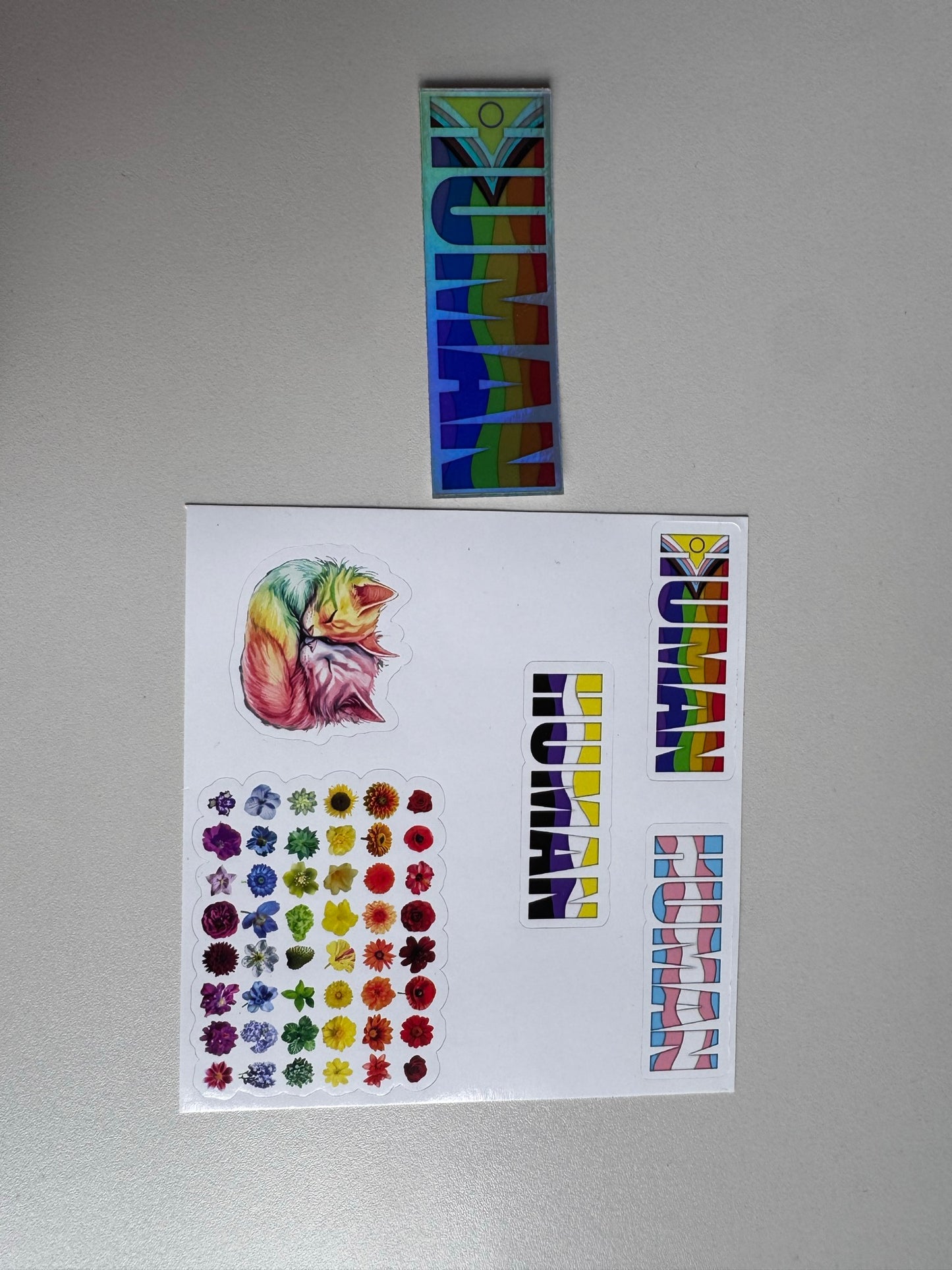 size comparison with our individual HUMAN sticker